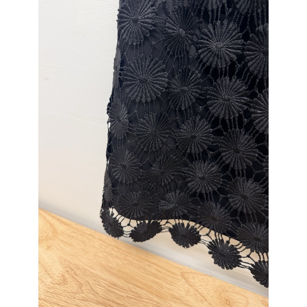 Trina Turk Black Floral Overlay Lace Mini Dress Women's Large Cocktail #50 - Picture 5 of 10